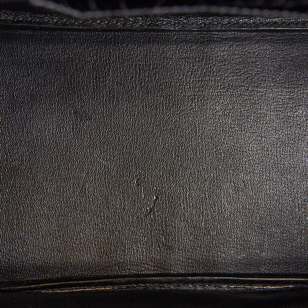Pre-owned Hermes Birkin 35 Black Shiny Porosus Crocodile Palladium Hardware