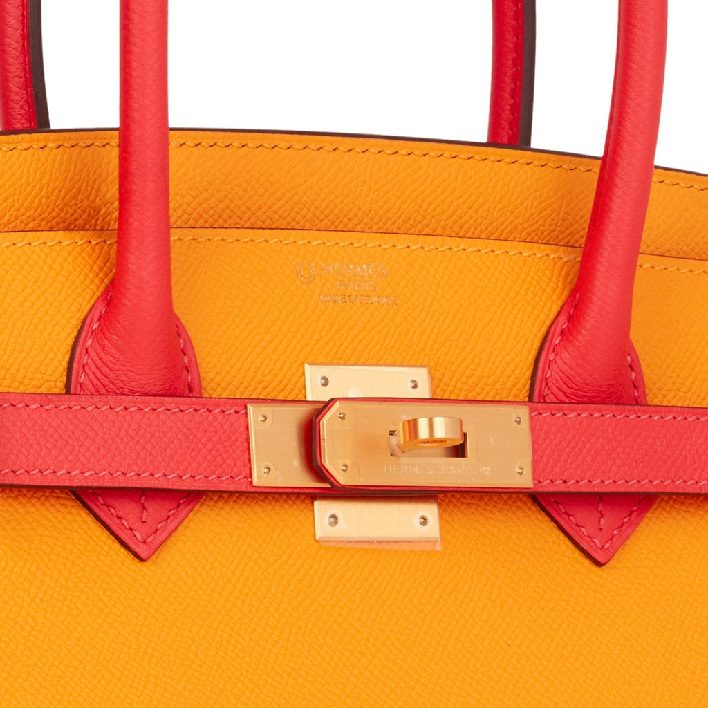Hermes Birkin 30 Jaune D'Or and Rose Jaipur Epsom Brushed Gold Hardware