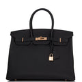 Hermes Birkin 35 Black Togo Rose Gold Hardware