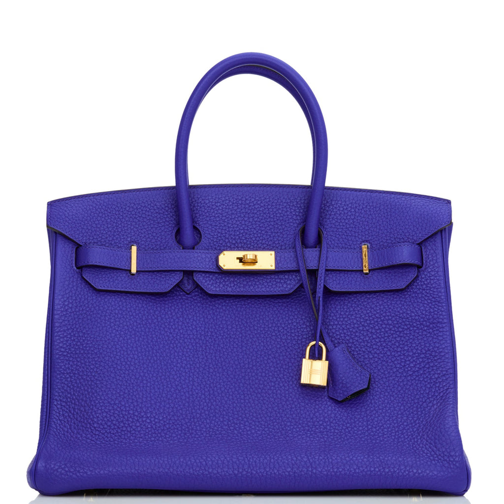 Pre-owned Hermes Special Order (HSS) Birkin 35 Bleu Electric Verso Clemence Gold Hardware
