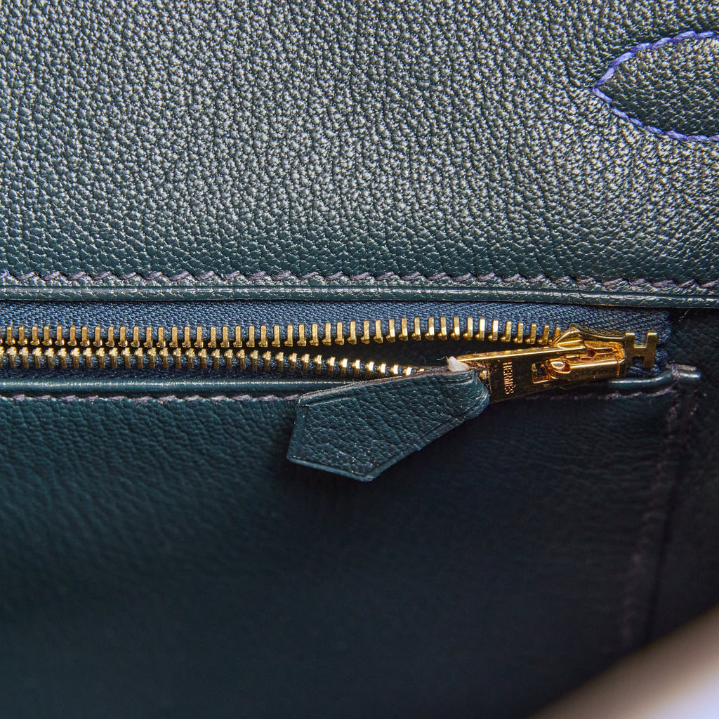 Pre-owned Hermes Special Order (HSS) Birkin 35 Bleu Electric Verso Clemence Gold Hardware