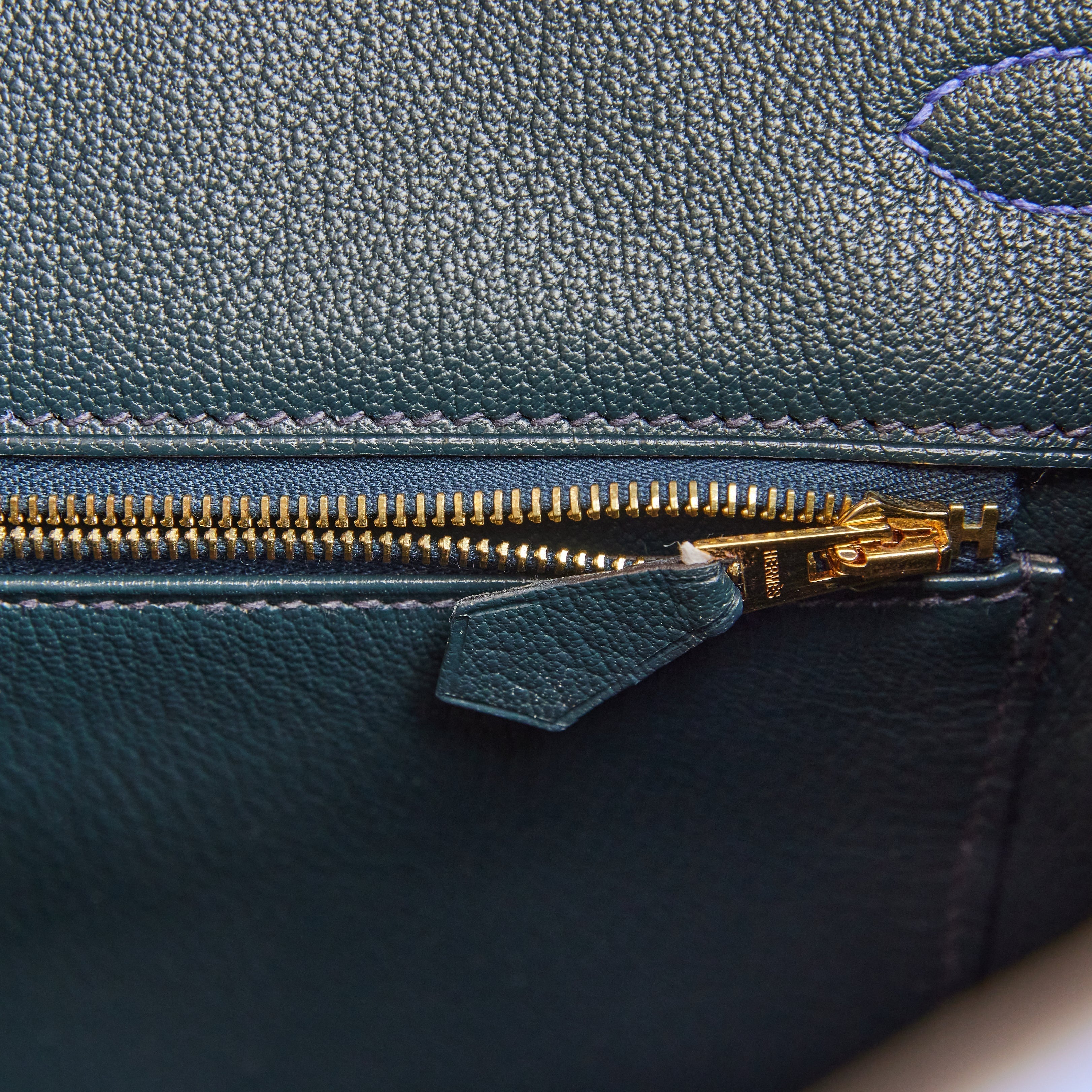 Pre-owned Hermes Special Order (HSS) Birkin 35 Bleu Electric Verso Clemence Gold Hardware