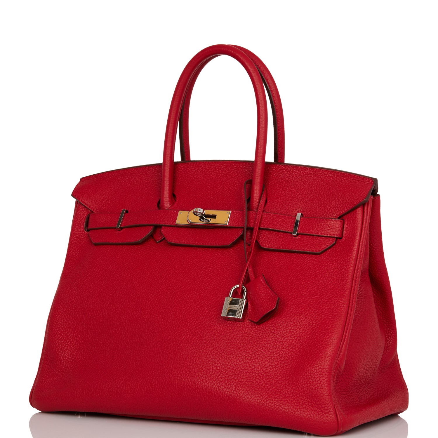 Pre-owned Hermes Birkin 35 Rouge Casaque Clemence Palladium Hardware