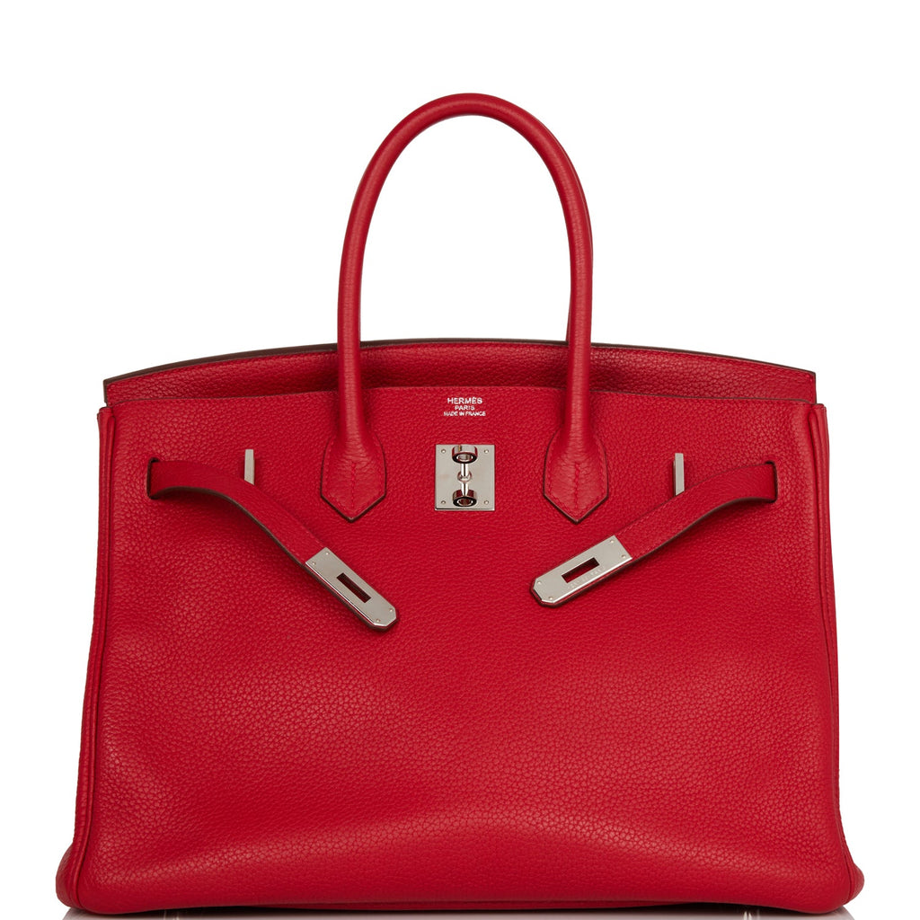 Pre-owned Hermes Birkin 35 Rouge Casaque Clemence Palladium Hardware