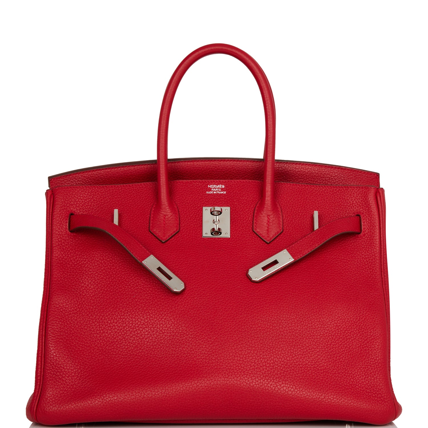 Pre-owned Hermes Birkin 35 Rouge Casaque Clemence Palladium Hardware