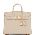 Hermes Birkin 25 Craie Togo Rose Gold Hardware