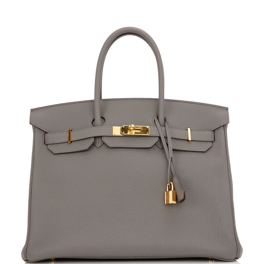 Pre-owned Hermes Birkin 35 Etain Togo Gold Hardware