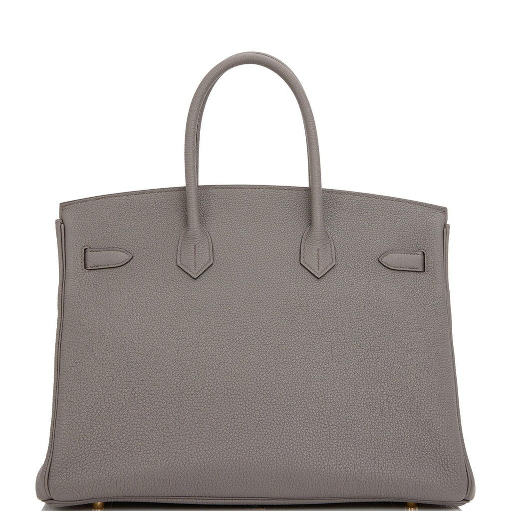 Pre-owned Hermes Birkin 35 Etain Togo Gold Hardware