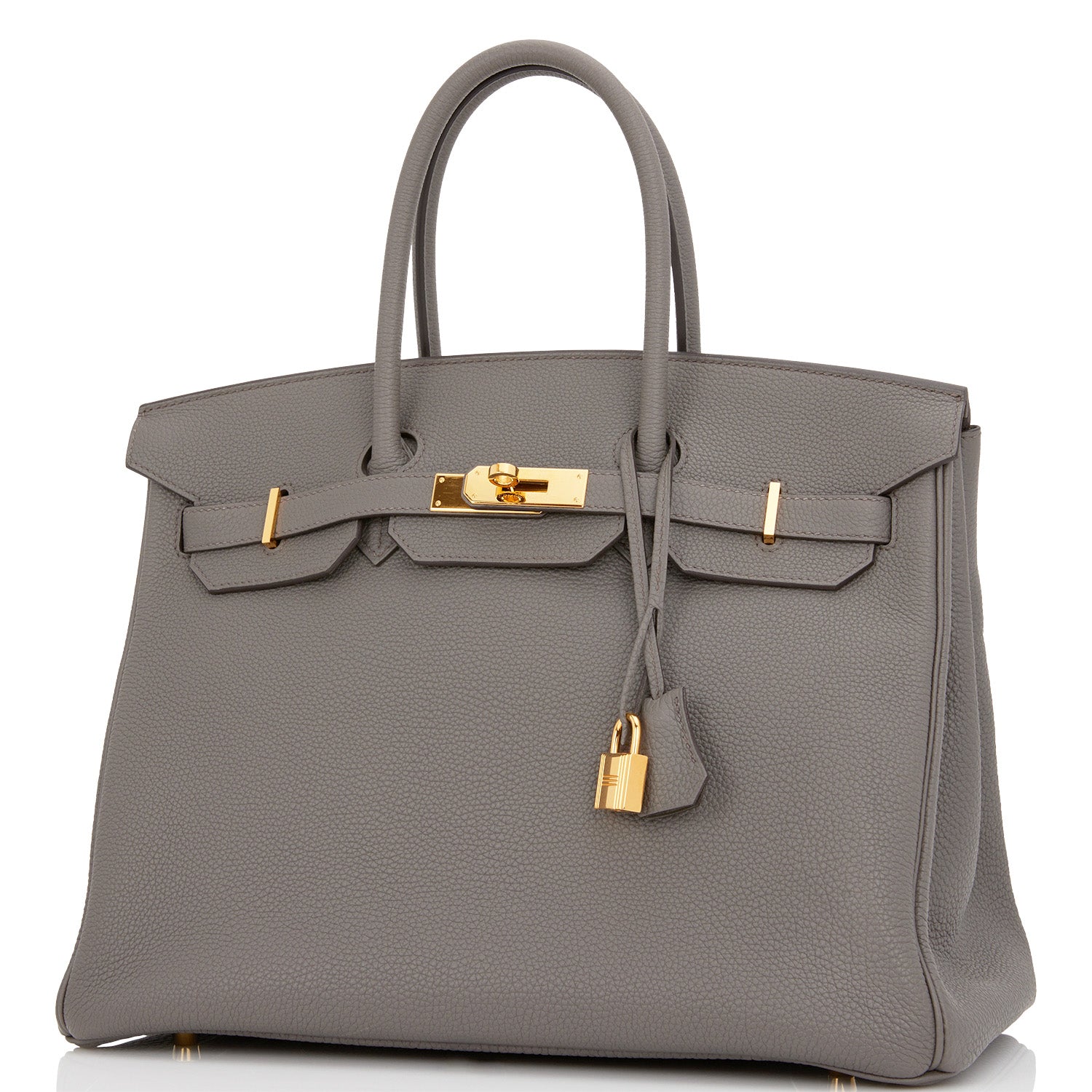 Pre-owned Hermes Birkin 35 Etain Togo Gold Hardware