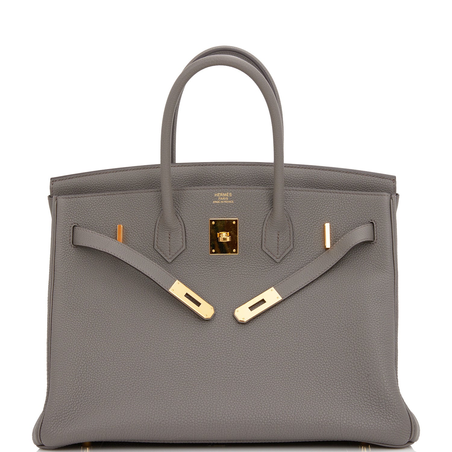 Pre-owned Hermes Birkin 35 Etain Togo Gold Hardware
