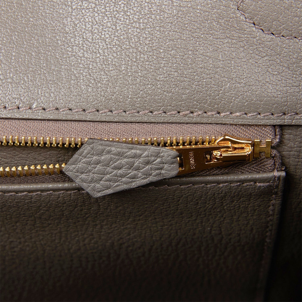 Pre-owned Hermes Birkin 35 Etain Togo Gold Hardware