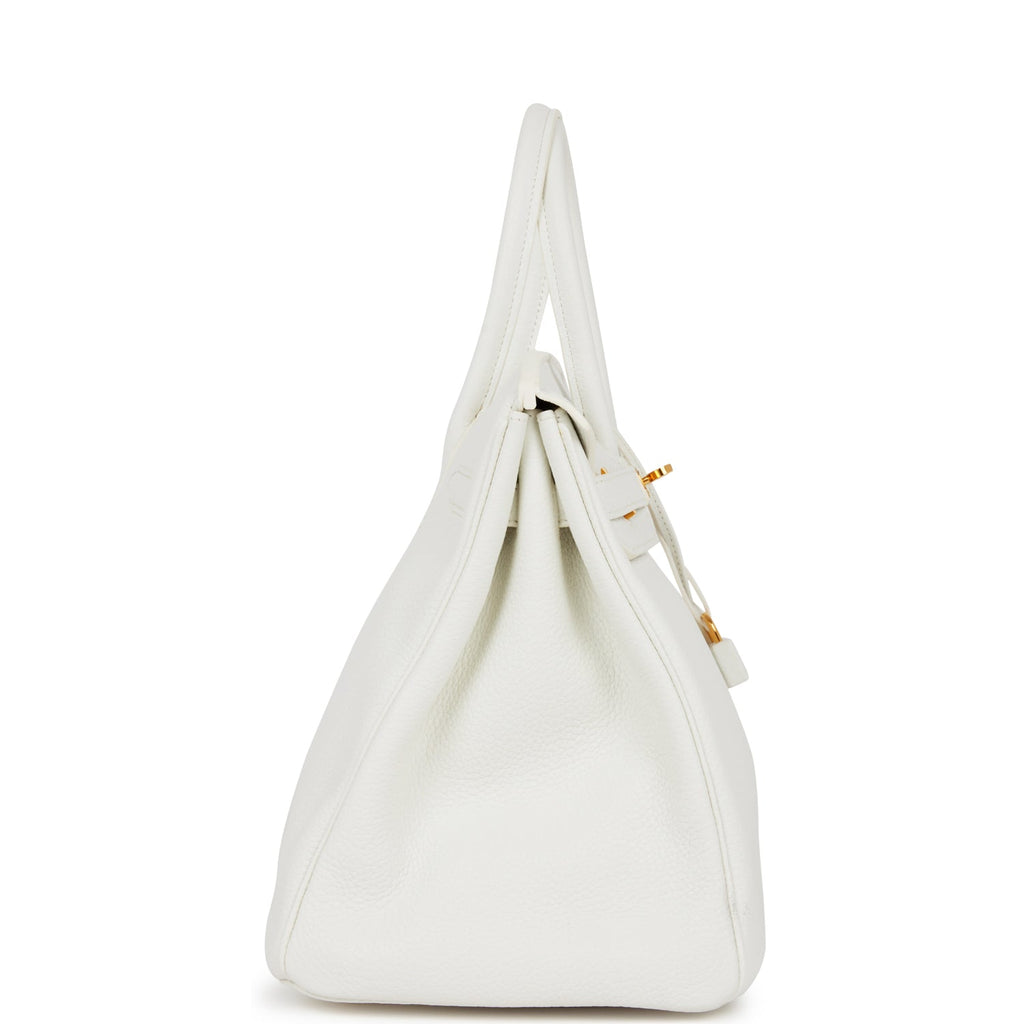 Pre-owned Hermes Birkin 35 White Clemence Gold Hardware