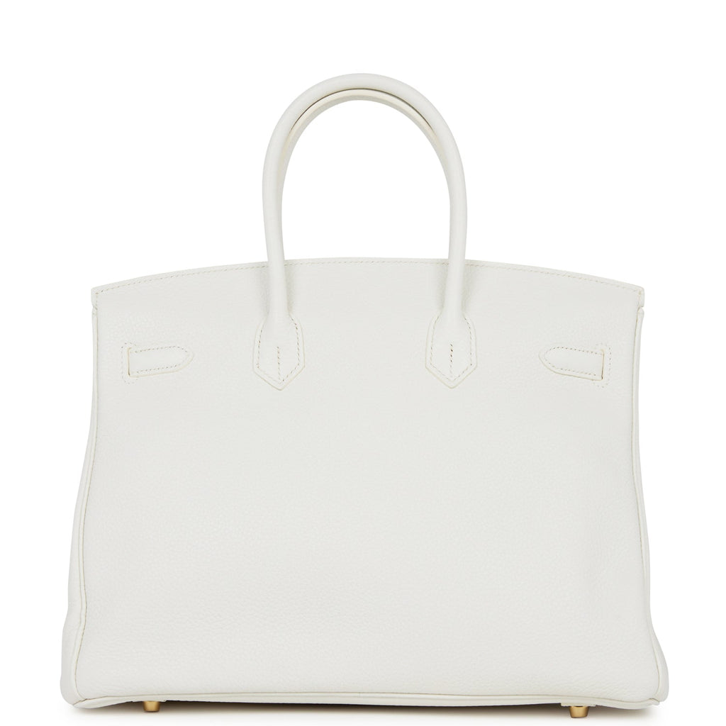 Pre-owned Hermes Birkin 35 White Clemence Gold Hardware