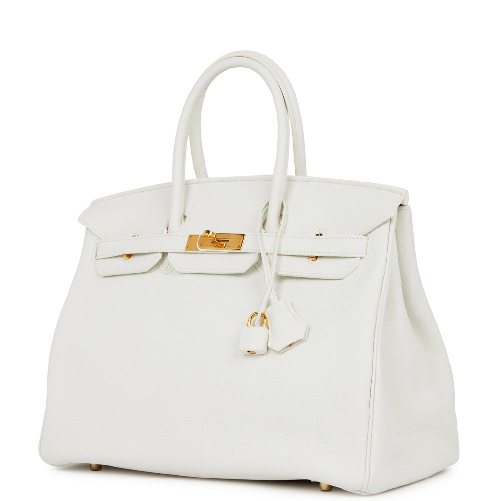 Pre-owned Hermes Birkin 35 White Clemence Gold Hardware