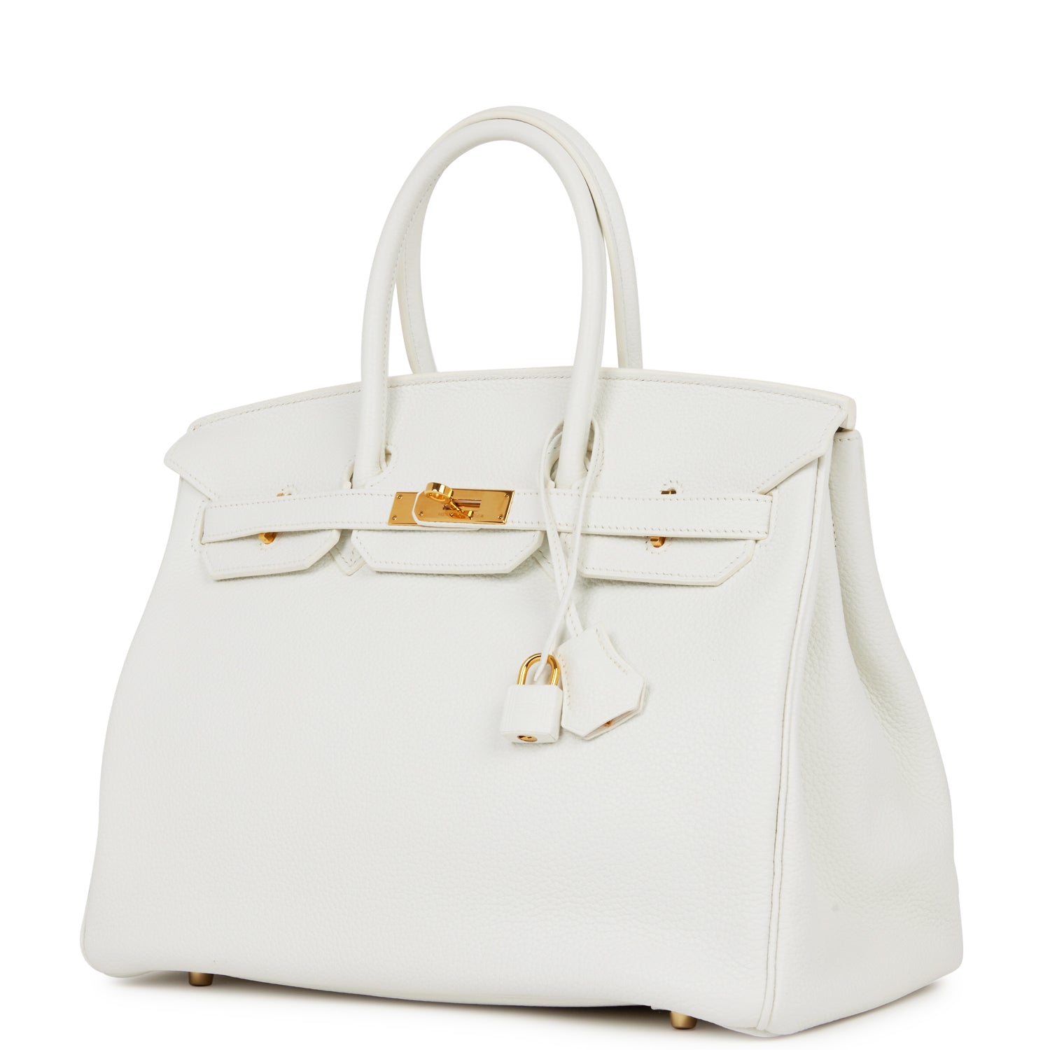 Pre-owned Hermes Birkin 35 White Clemence Gold Hardware