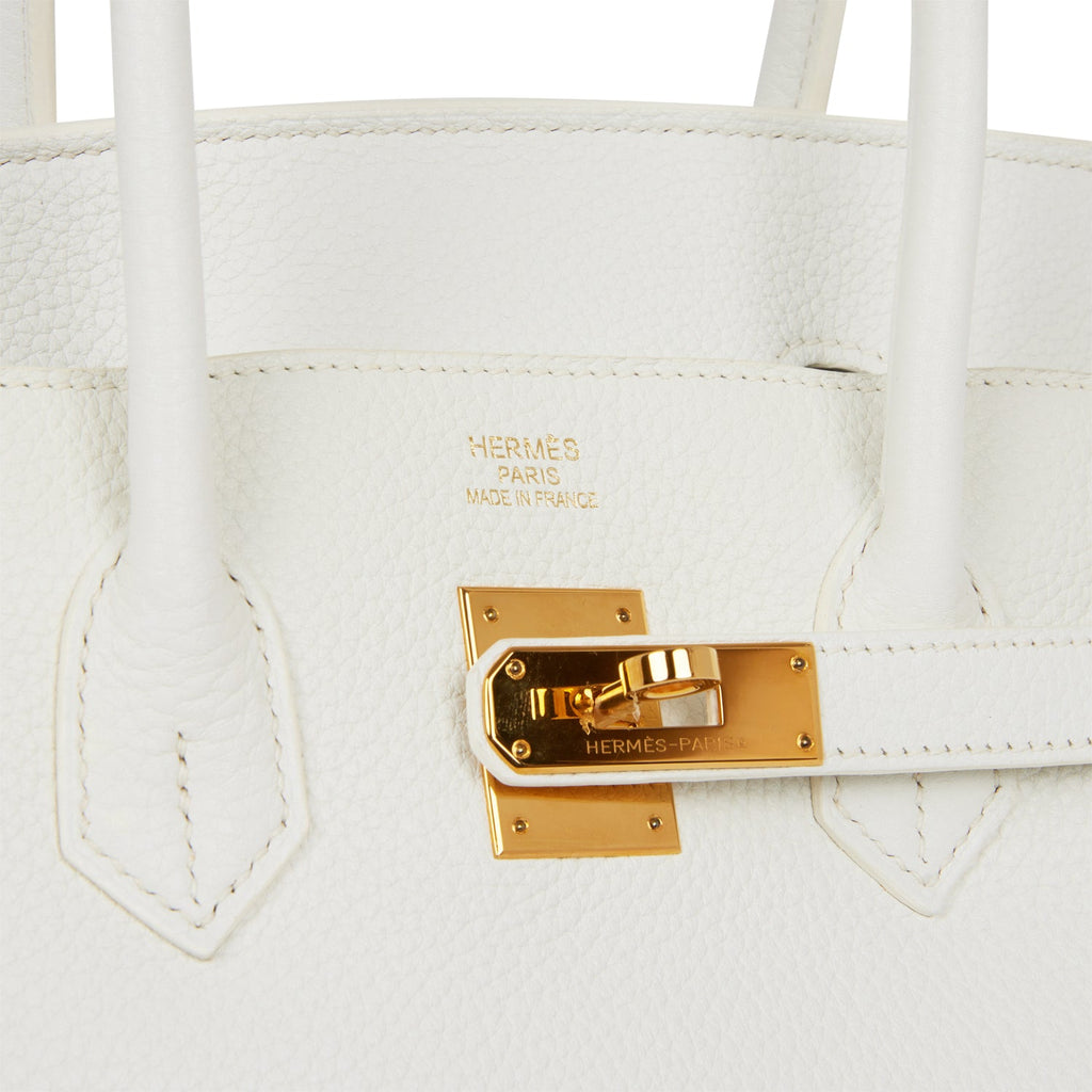 Pre-owned Hermes Birkin 35 White Clemence Gold Hardware
