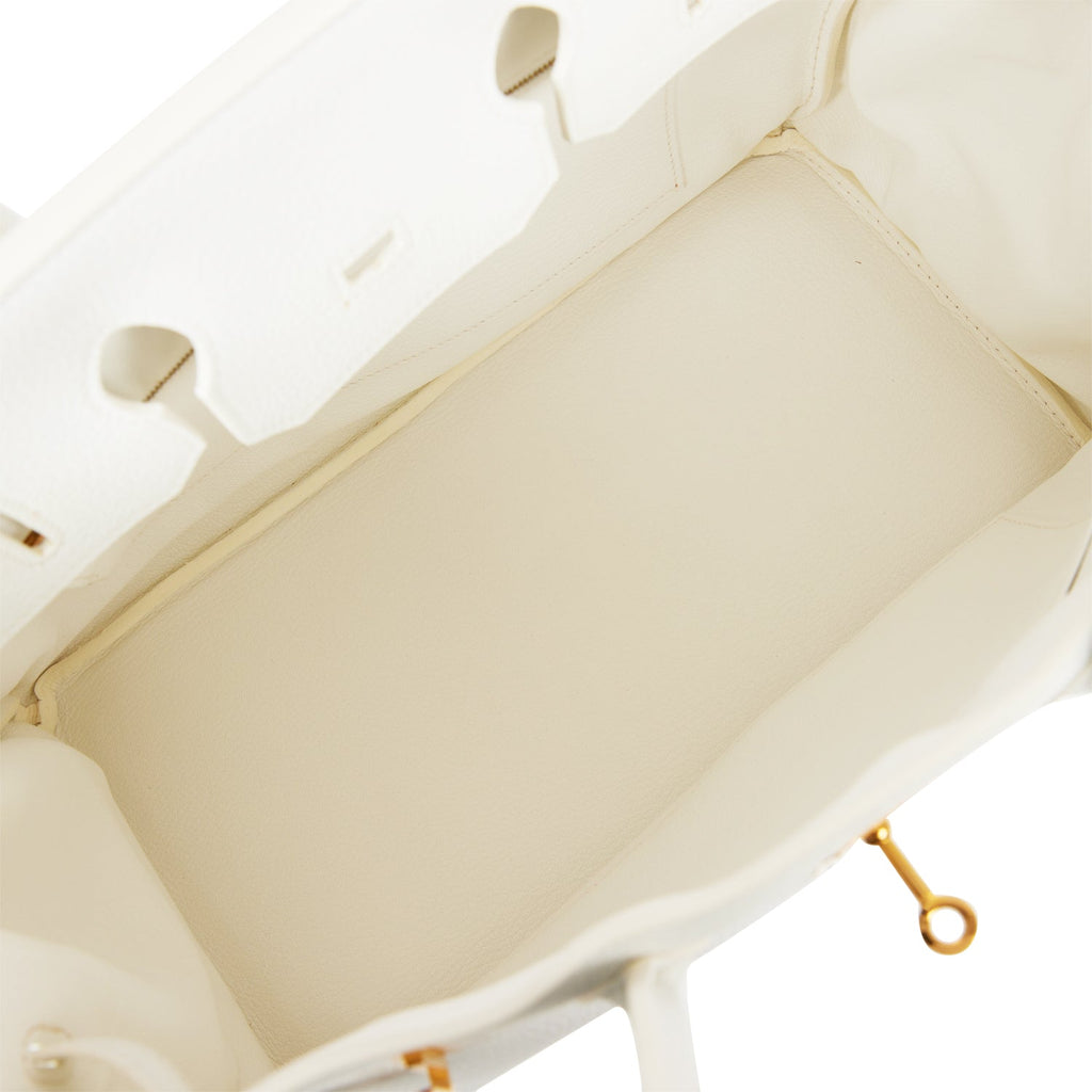 Pre-owned Hermes Birkin 35 White Clemence Gold Hardware