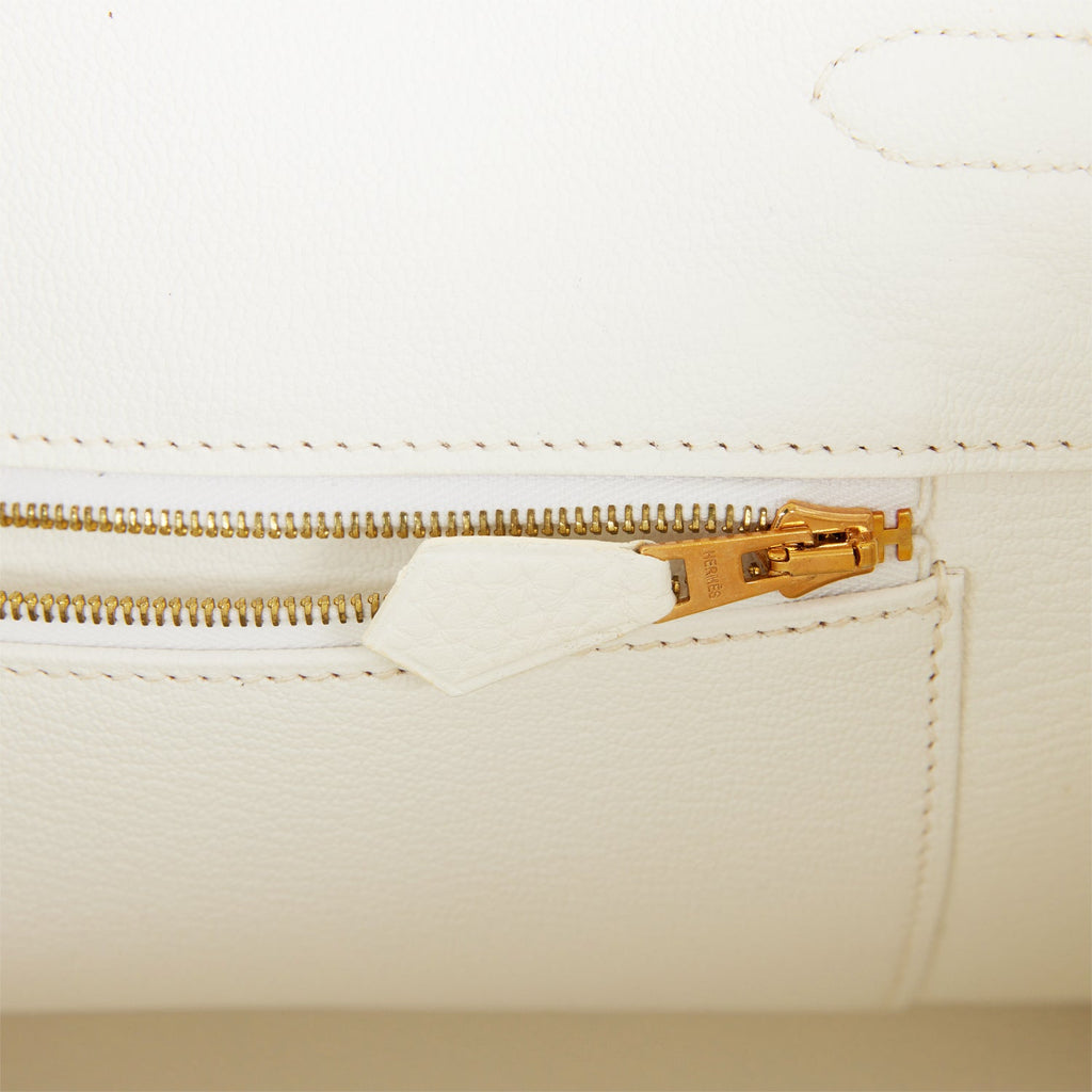 Pre-owned Hermes Birkin 35 White Clemence Gold Hardware