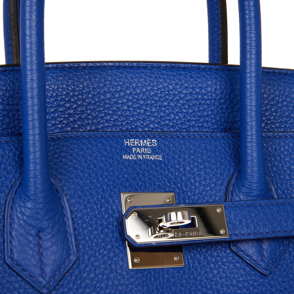 Pre-owned Hermes Birkin 35 Bleu Electric Togo Palladium Hardware