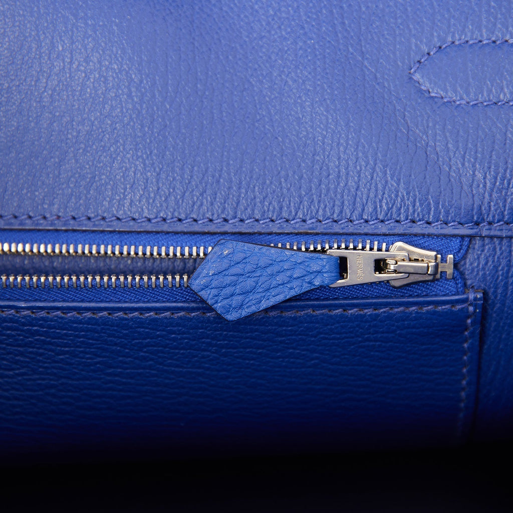 Pre-owned Hermes Birkin 35 Bleu Electric Togo Palladium Hardware