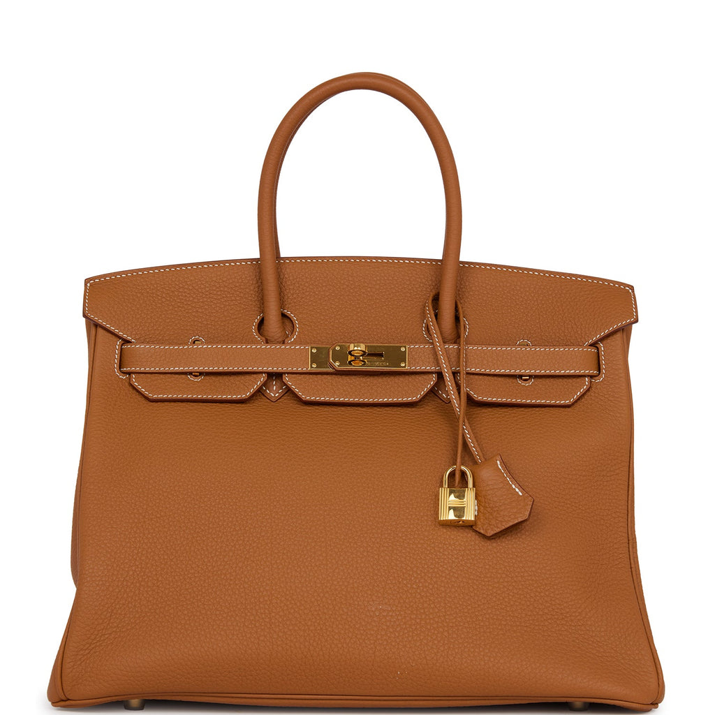 Pre-owned Hermes Birkin 35 Gold Togo Gold Hardware