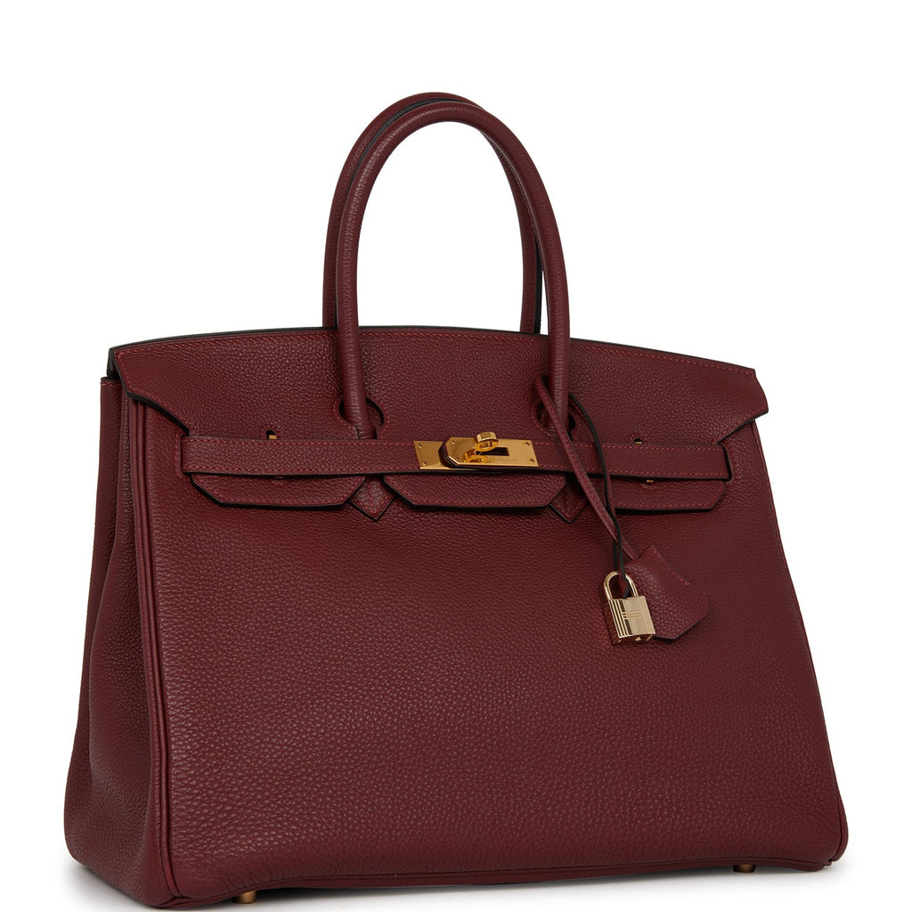 Pre-owned Hermes Birkin 35 Rouge H Togo Gold Hardware Deposit