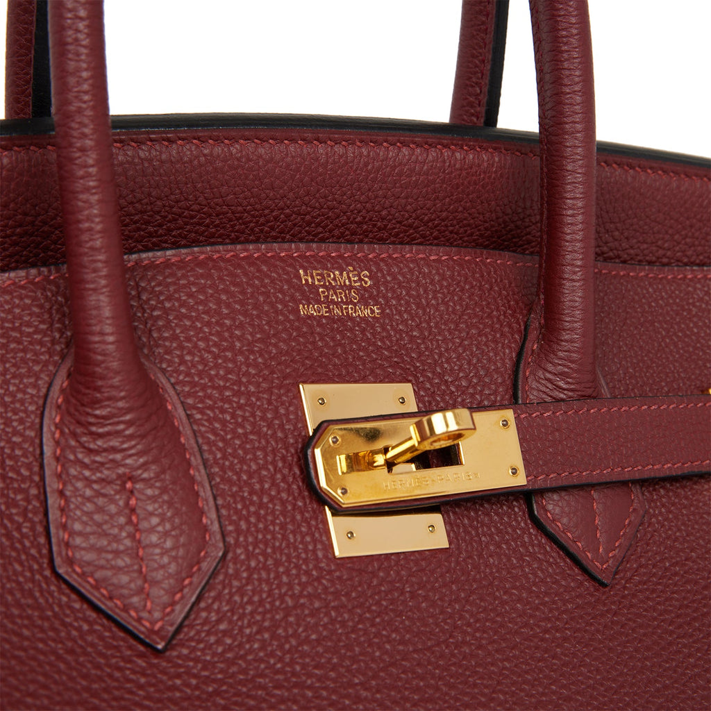 Pre-owned Hermes Birkin 35 Rouge H Togo Gold Hardware Deposit