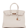 Pre-owned Hermes Birkin 35 Craie Togo Rose Gold Hardware