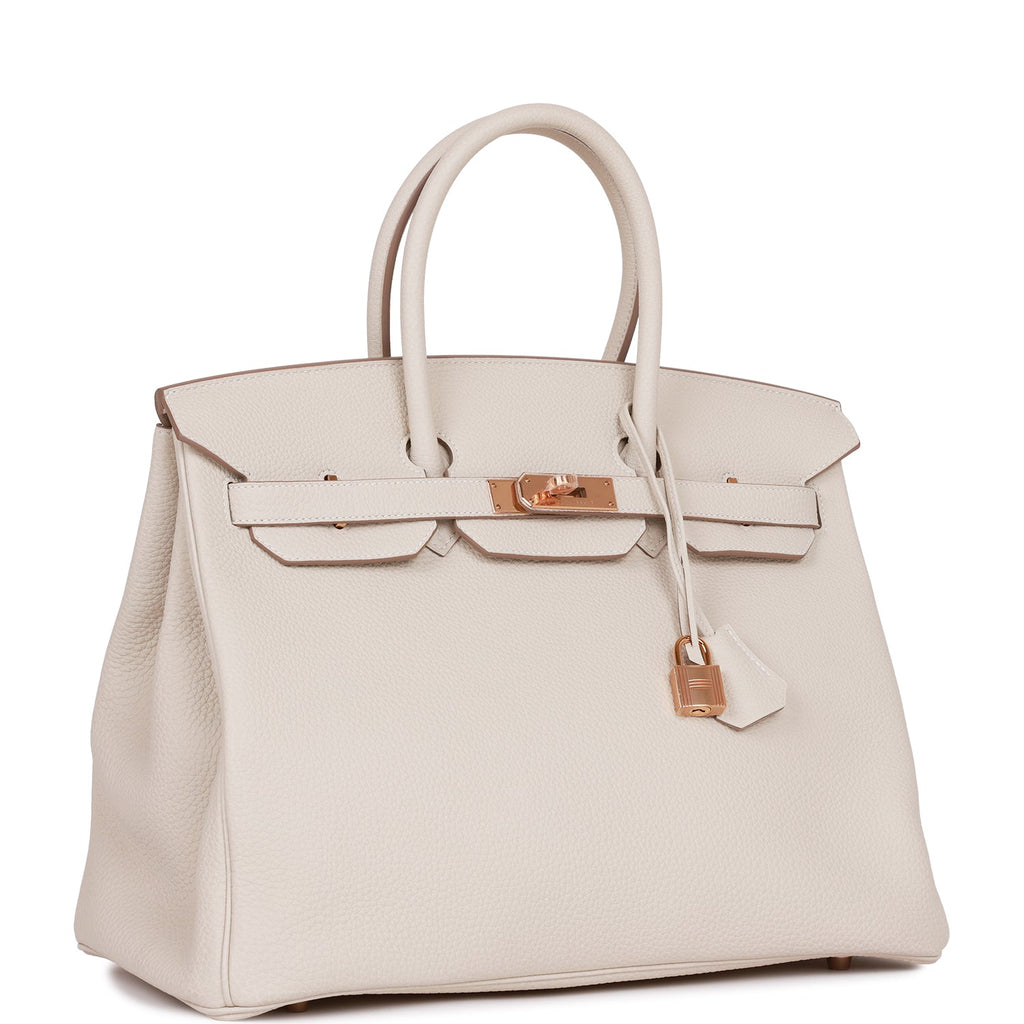 Pre-owned Hermes Birkin 35 Craie Togo Rose Gold Hardware