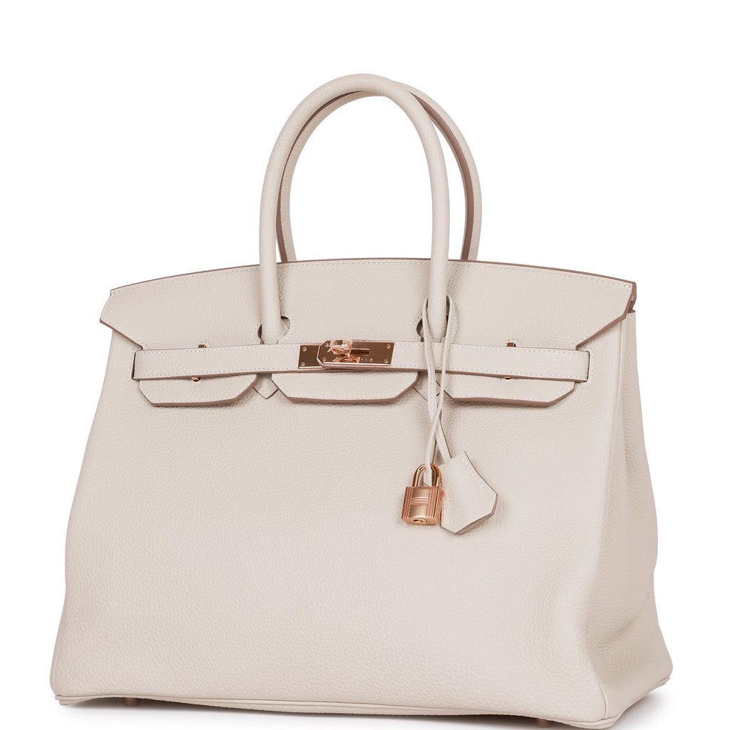 Pre-owned Hermes Birkin 35 Craie Togo Rose Gold Hardware