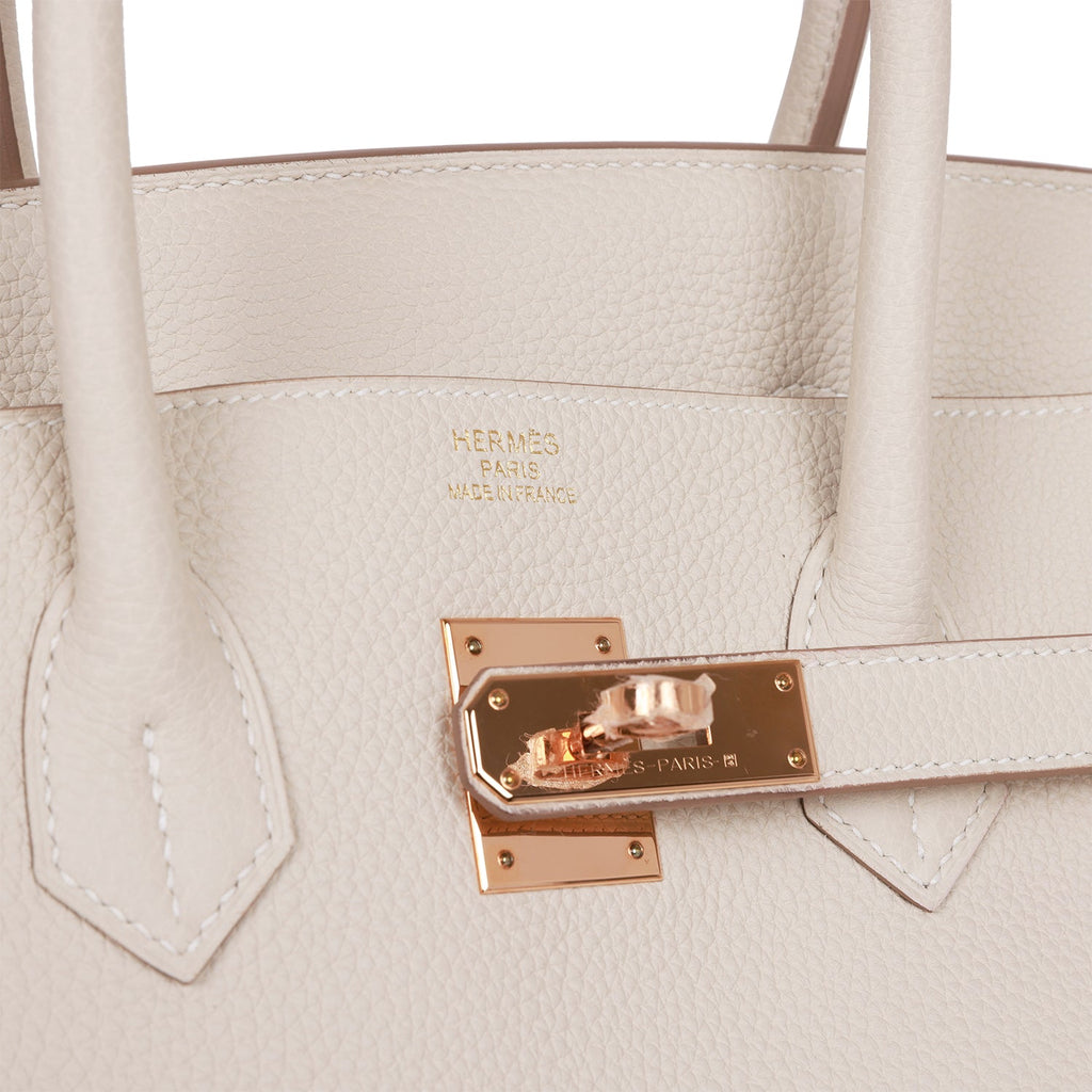 Pre-owned Hermes Birkin 35 Craie Togo Rose Gold Hardware