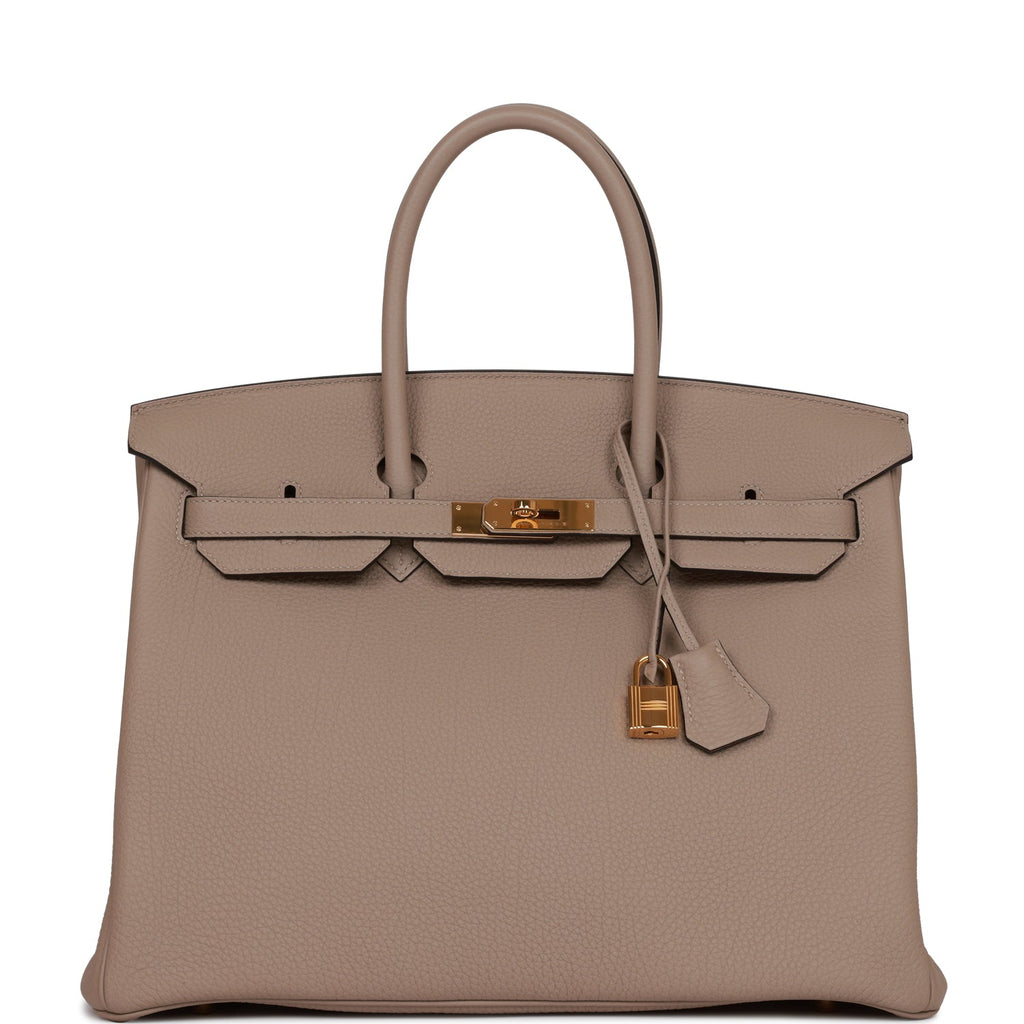 Pre-owned Hermes Birkin 35 Gris Tourterelle Togo Gold Hardware