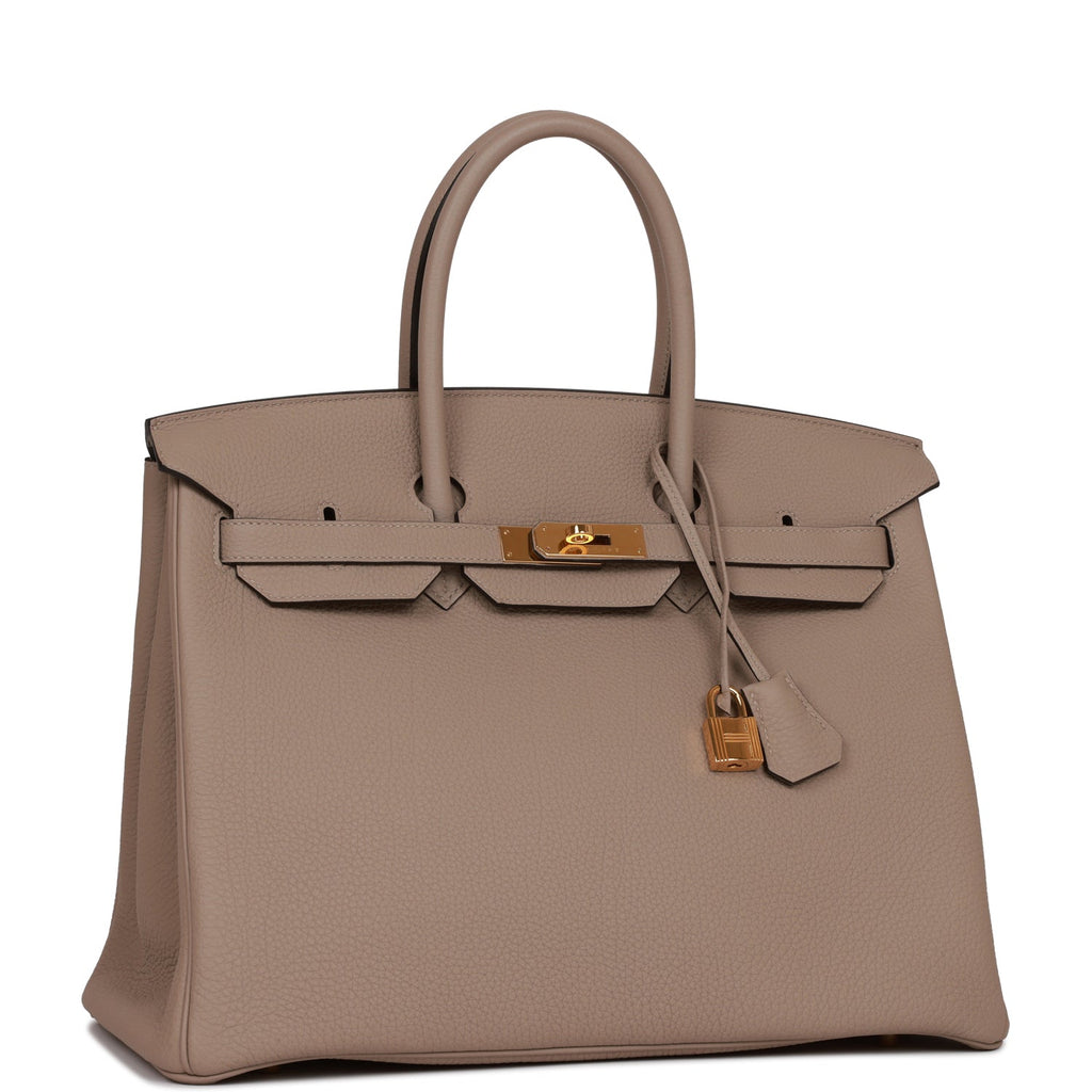 Pre-owned Hermes Birkin 35 Gris Tourterelle Togo Gold Hardware