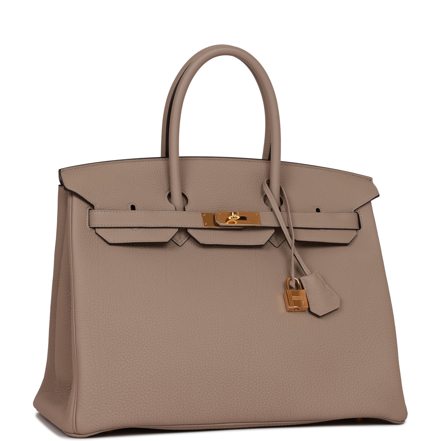 Pre-owned Hermes Birkin 35 Gris Tourterelle Togo Gold Hardware
