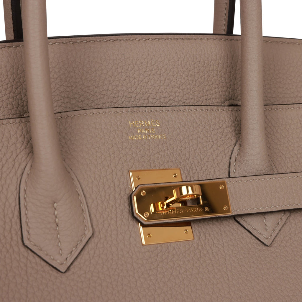 Pre-owned Hermes Birkin 35 Gris Tourterelle Togo Gold Hardware