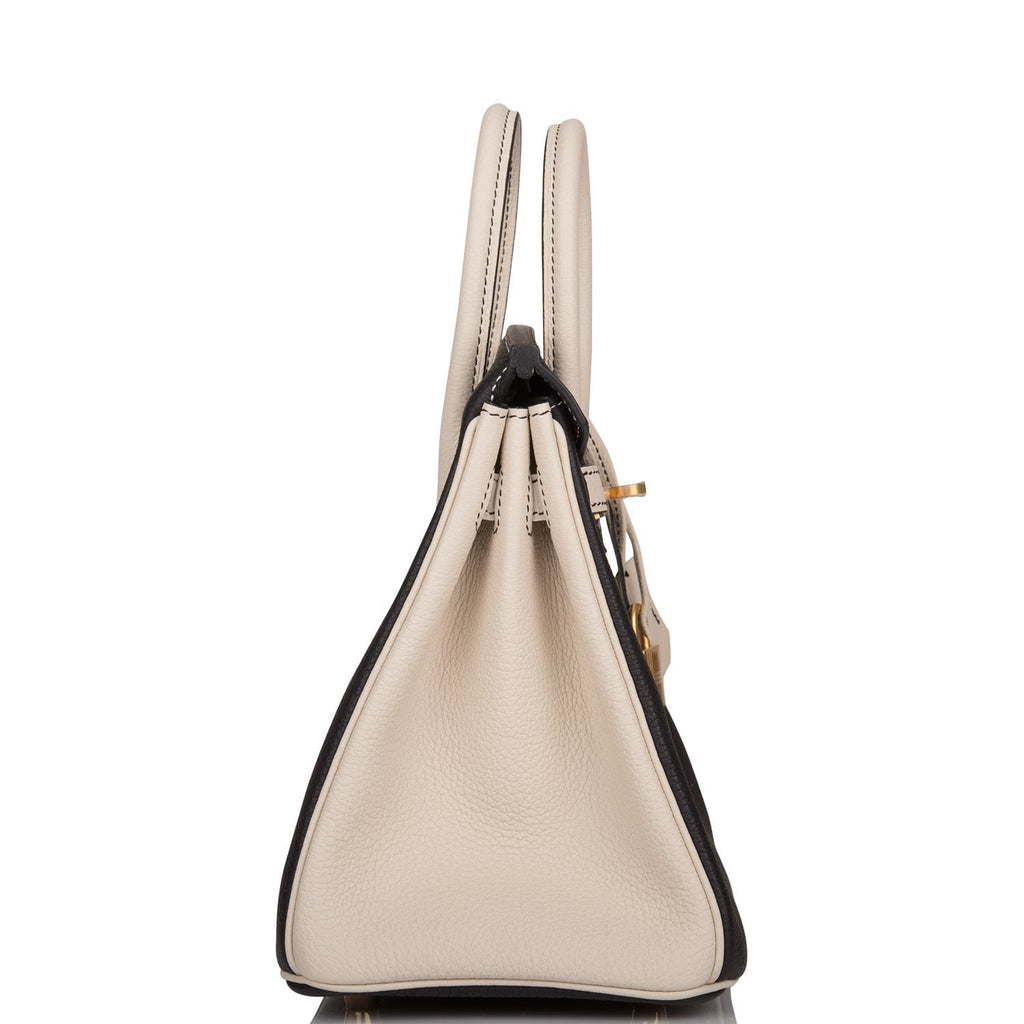 Hermes Special Order (HSS) Birkin 25 Black and Craie Togo Brushed Gold Hardware