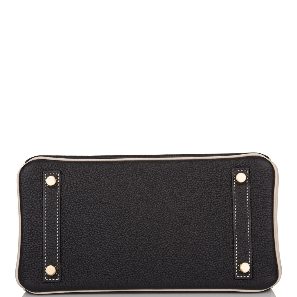 Hermes Special Order (HSS) Birkin 25 Black and Craie Togo Brushed Gold Hardware