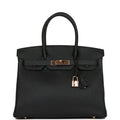 Pre-owned Hermes Birkin 30 Black Togo Rose Gold Hardware
