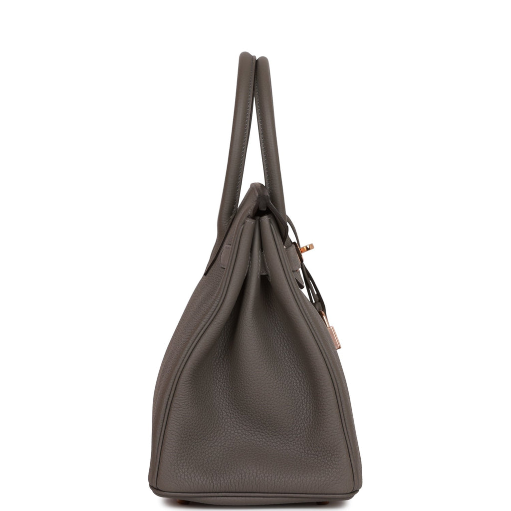 Hermes Birkin 30 Gris Meyer Togo Rose Gold Hardware
