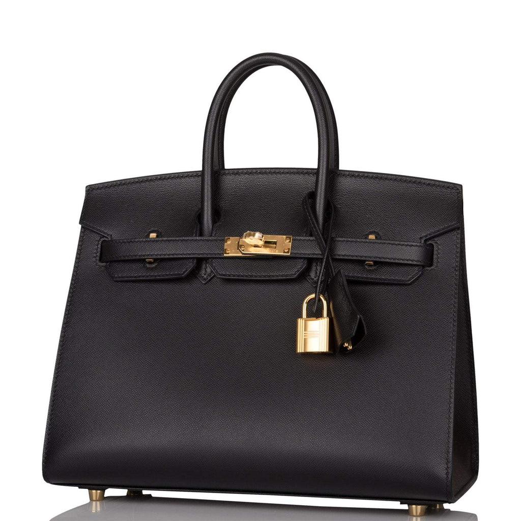 Hermes Birkin Sellier 25 Black Veau Madame Gold Hardware