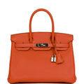 Pre-owned Hermes Birkin 30 Orange Poppy Verso Clemence Palladium Hardware