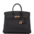 Hermes Birkin 25 Black Togo Rose Gold Hardware