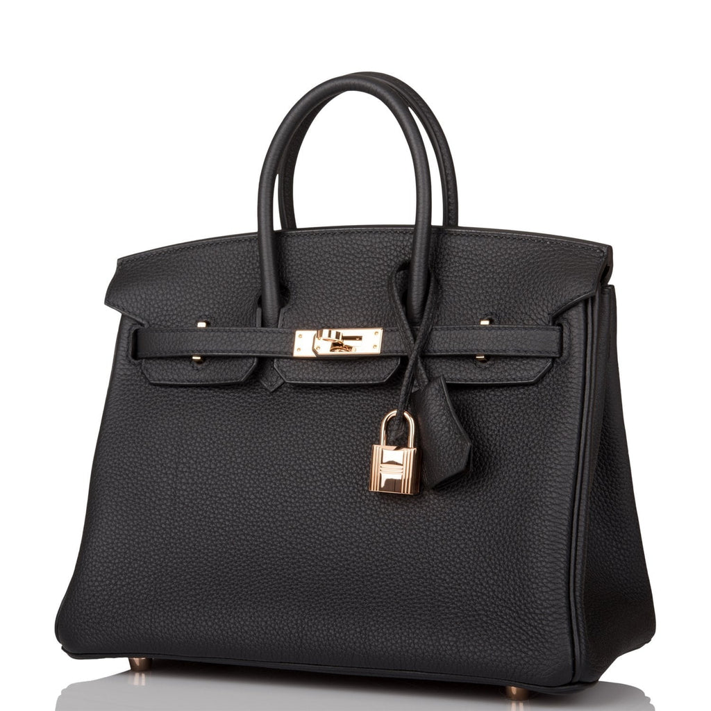 Hermes Birkin 25 Black Togo Rose Gold Hardware