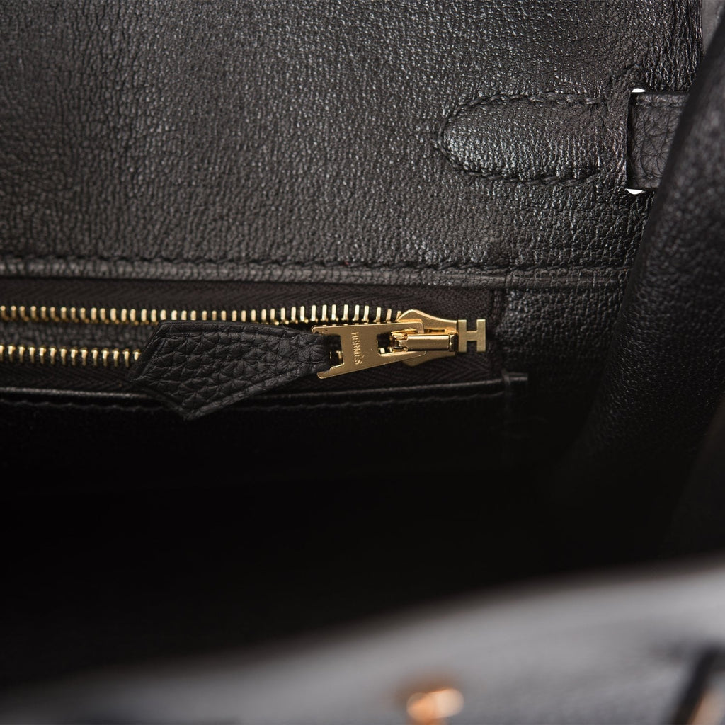 Hermes Birkin 25 Black Togo Rose Gold Hardware