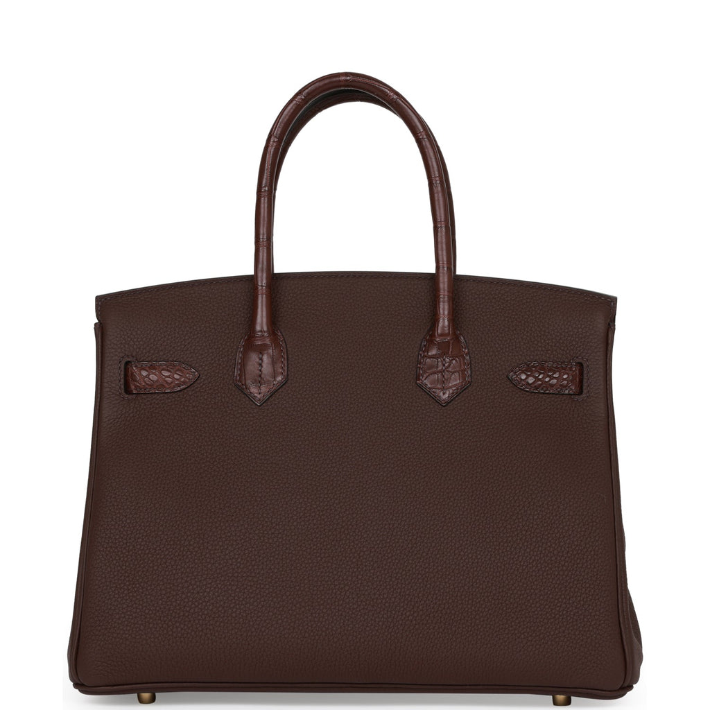 Hermes Birkin 30 Rouge Sellier Matte Alligator and Togo Touch Gold Hardware