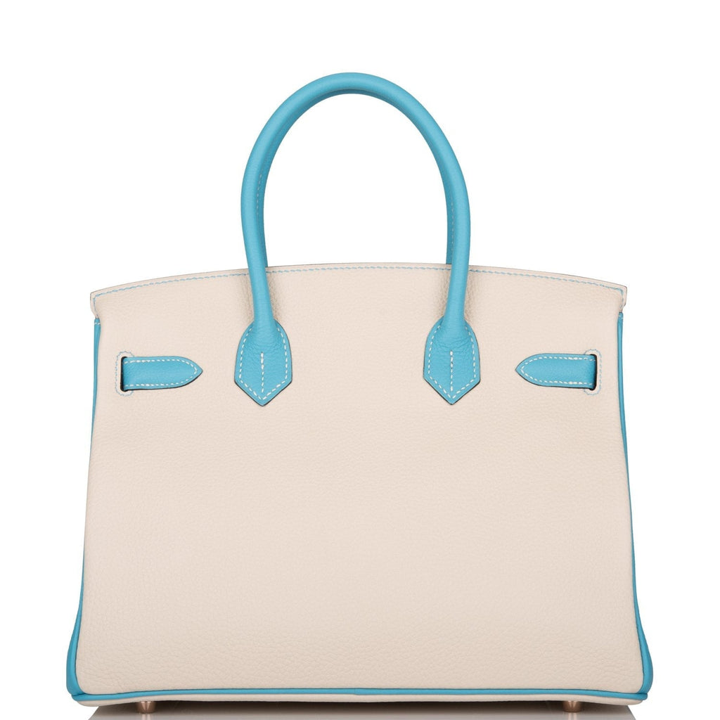 Hermes Special Order (HSS) Birkin 30 Craie and Bleu Atoll Togo Rose Gold Hardware