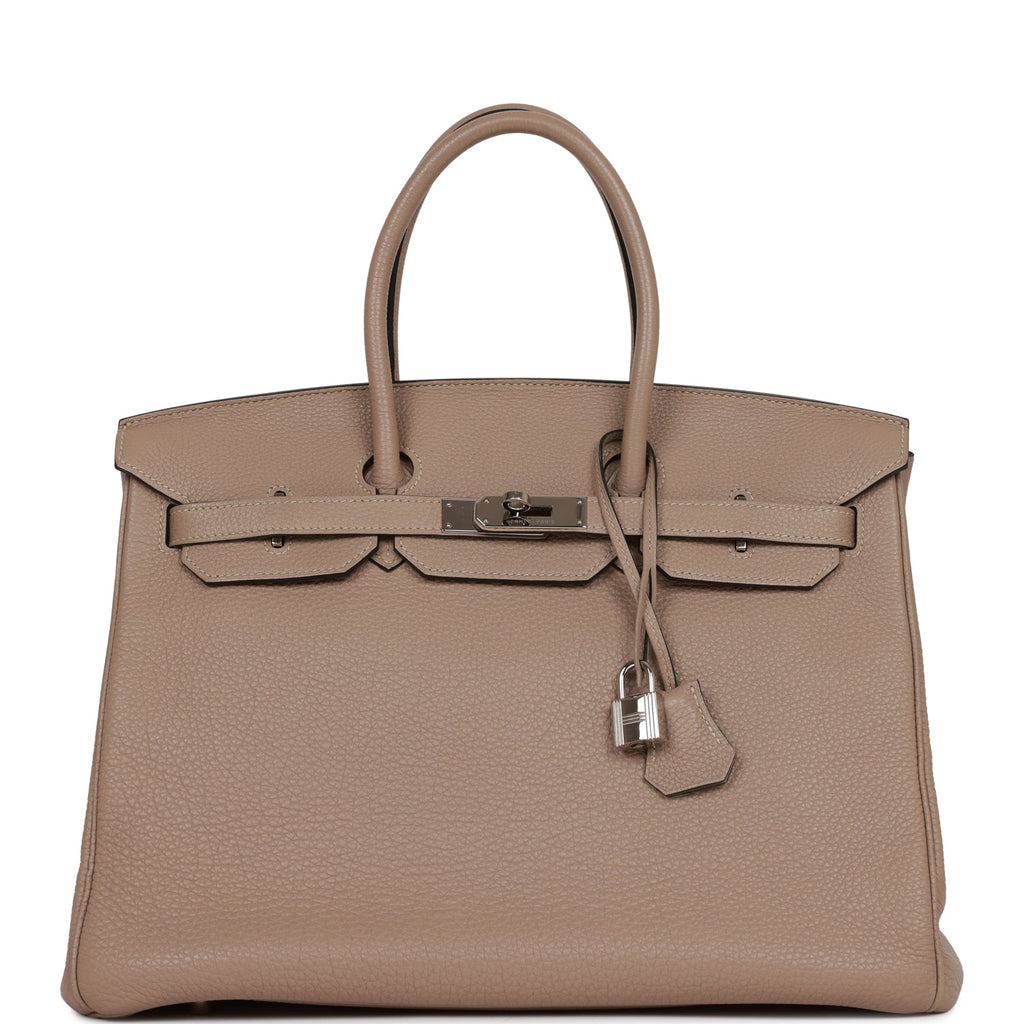 Pre-owned Hermes Birkin 35 Gris Tourterelle Togo Palladium Hardware