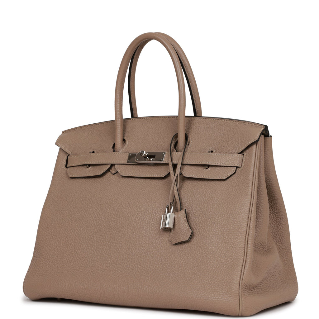 Pre-owned Hermes Birkin 35 Gris Tourterelle Togo Palladium Hardware