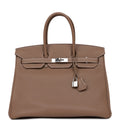Pre-owned Hermes Birkin 35 Etoupe Togo Palladium Hardware