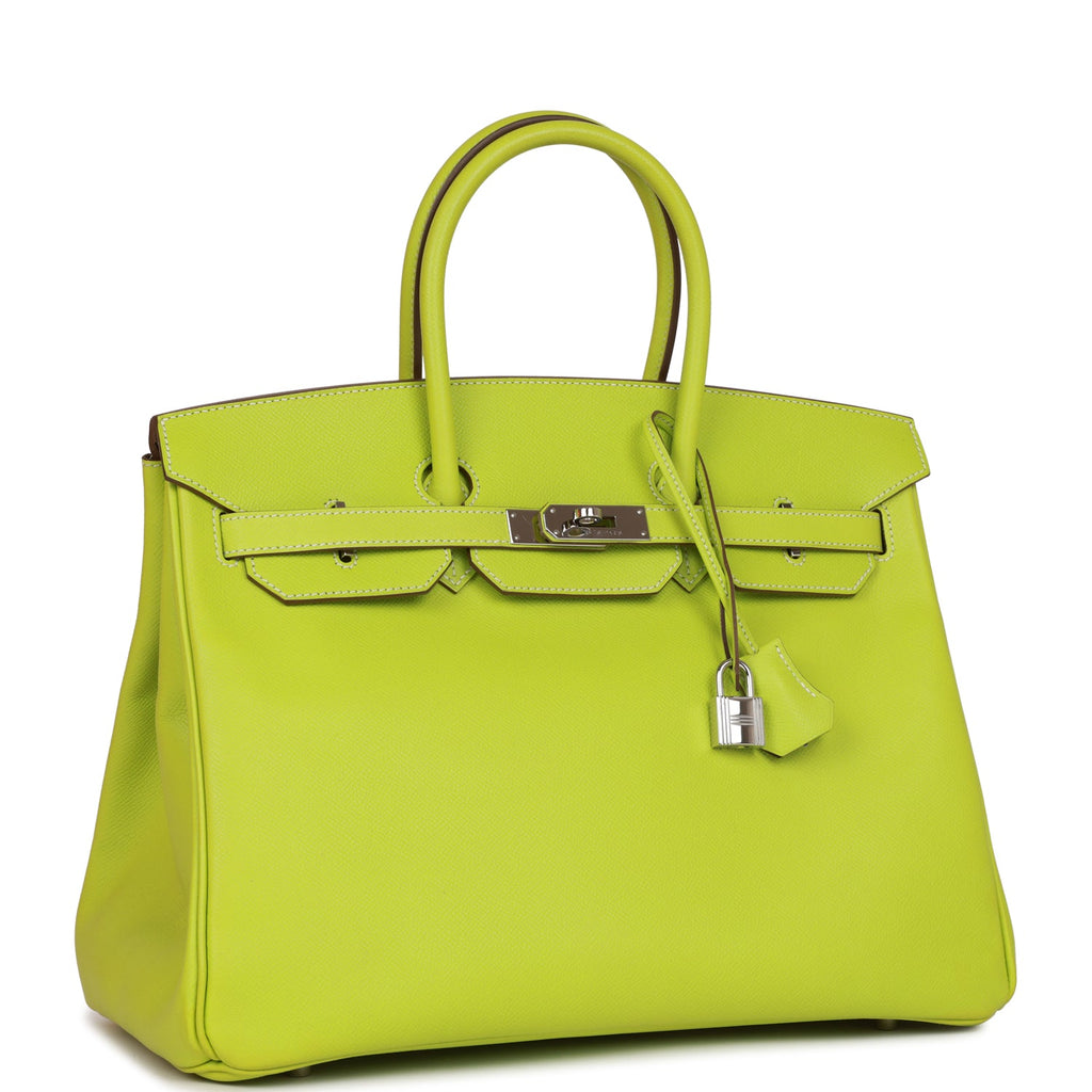 Pre-owned Hermes Birkin 35 Kiwi Candy Epsom Palladium Hardware